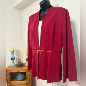 IMAN Red Blazer with Gold Zipper